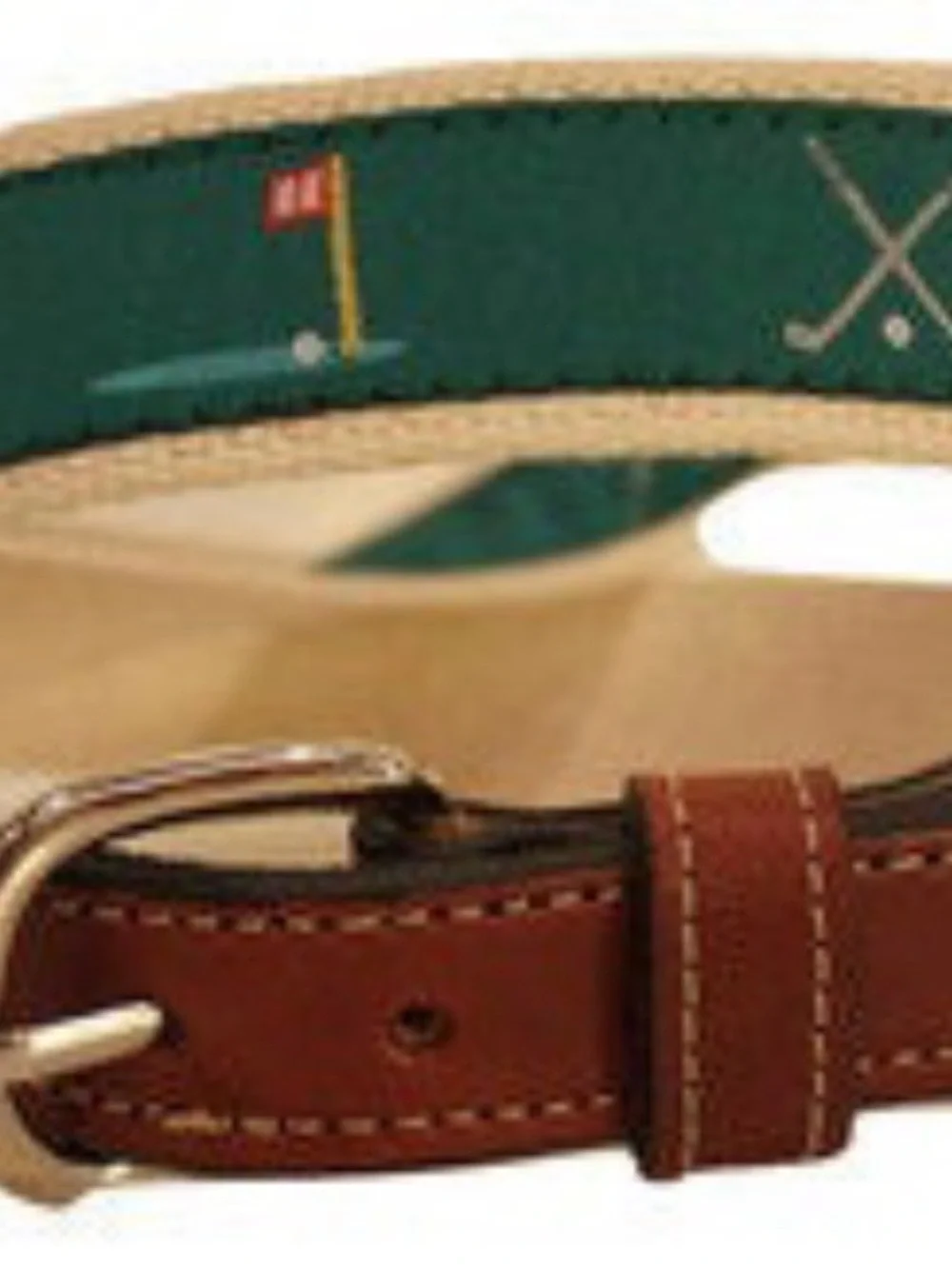 Boys Golf Green Patterned Strap with Brown Leather Accents size 22